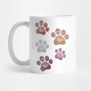 Subtle Floral Paw Prints Flag Mug